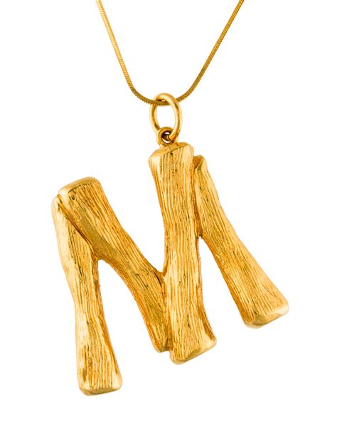 celine letter pendant necklace in brass|celine initial necklace.